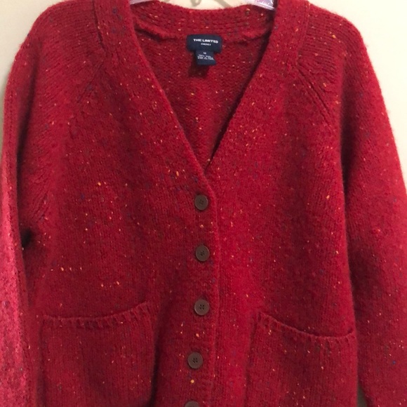 The Limited Sweaters - The Limited Sweater Cardigan 100% Wool SZ M Red